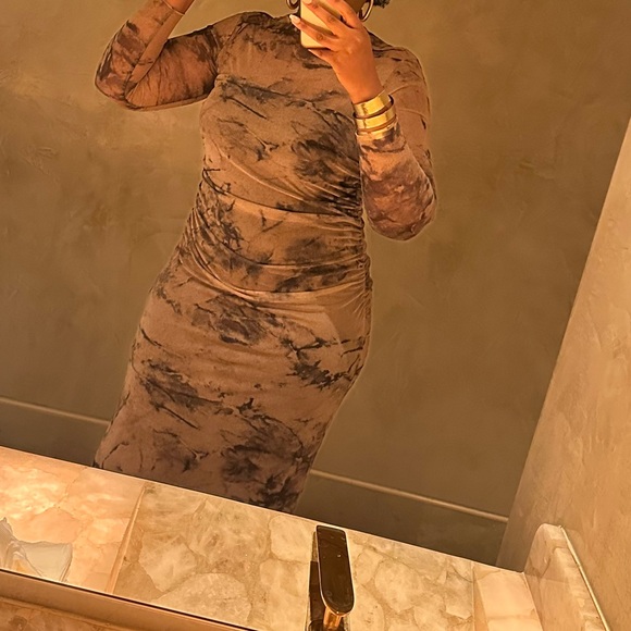 Zara Printed Tulle Turtleneck Long Sleeve Dress - Picture 2 of 7